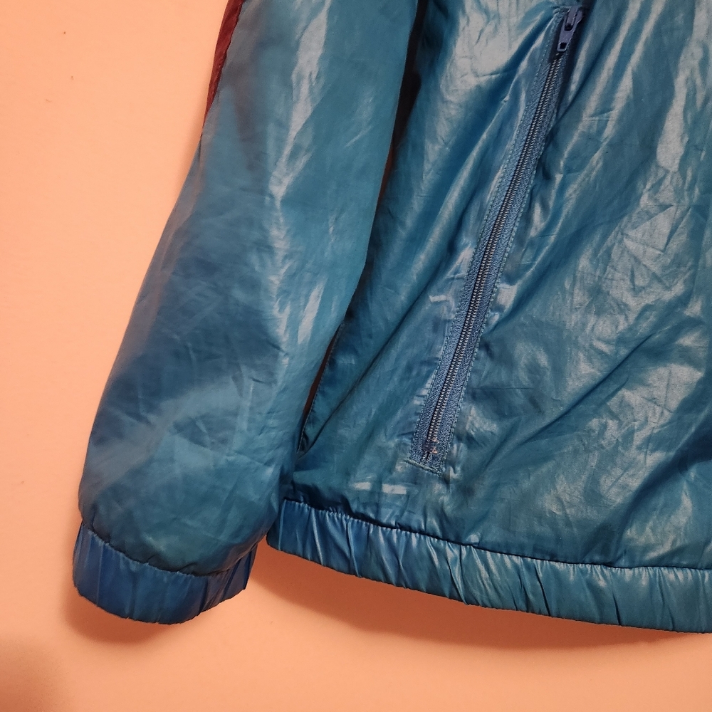 Y2K Adidas Originals Colorblock Windbreaker Jacket Mens M Burgundy Blue - Picture 2 of 16